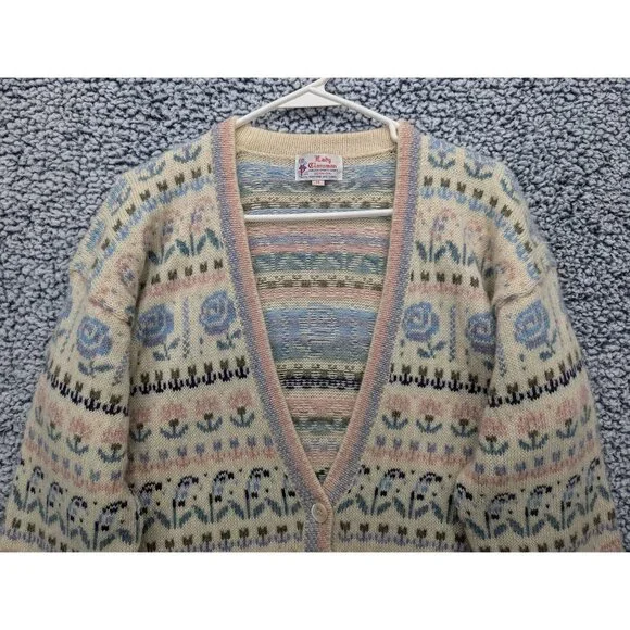 VTG Lady Clansman Cardigan Womens M Floral Grandma Cottagecore Scottish Wool - Picture 3 of 10
